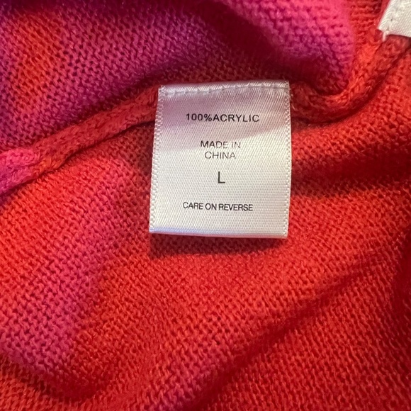 New York & Company Pinky Coral V-neck Hooded Asymmetrical sweater, Size Large - Picture 7 of 8